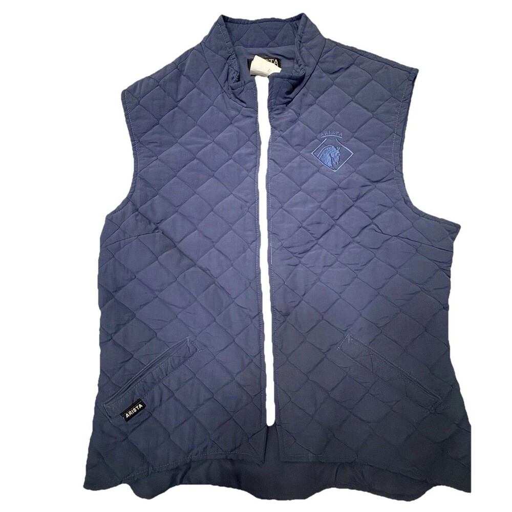 Arista Blue Quilted Equestrian Women's Vest Medium Embroidered Logo Lightweight
